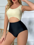 Women Colorblock High Waist Sexy One Piece Swimwear