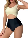 Women Colorblock High Waist Sexy One Piece Swimwear