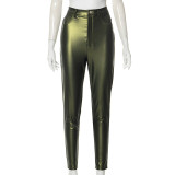 Women autumn and winter high waist pu Leather trousers