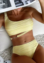 Women Irregular Cutout One Shoulder Two Pieces Swimwear bikini