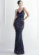 WomenElegant Sequin Backless Fishtail Evening Dress