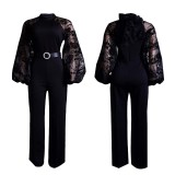Women's Fall Long Sleeve Slim Fit Chic Casual Straight Jumpsuit