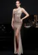 Plus Size Women Elegant Sequin One Shoulder Slit Evening Dress