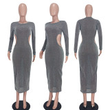Women Sexy Long Sleeve Cut Out Dress