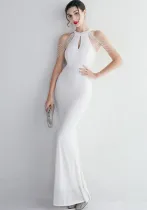 WomenElegant Sequined Halter Neck Evening Dress