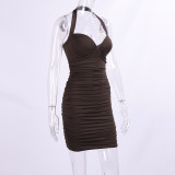 Neckholder-Kleid Sexy, plissiertes, eng anliegendes, figurbetontes Kleid mit niedrigem Rücken