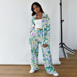 Autumn and winter fashion print suit street trend Career Chic women's two-piece suit