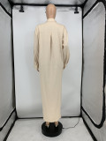 Women Fashion Casual Solid Long Sleeve Long Shirt Dress
