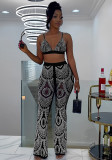 Women Strap mesh Beaded Top and Pant Two Piece Set