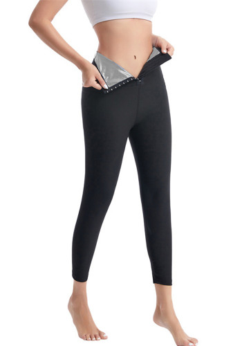Pantaloni modellanti per il sudore con corsetto sul petto per fitness sportivo da donna
