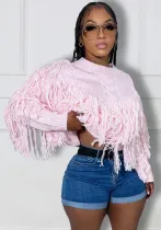 Plus Size Women Fringe Long Sleeve Sweater