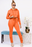 Women Solid Hoodies and Stacked Pant Sports Two Piece Set