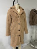 Autumn And Winter Women'S Fleece Long-Sleeved Turndown Collar Women'S Long Coat