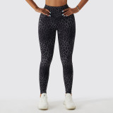 Women Leopard Print Yoga Pants Butt Lift High Waist Tight Fitting Sports Basic Pants Camouflage Fitness Pants