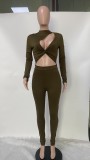 Dames Herfst/Winter Keyhole Hollow Out Sexy Casual Jumpsuit
