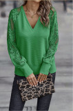 Women'S Knitting Shirt V-Neck Lace Loose Casual Autumn And Winter Tops For Women