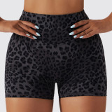 Leopard Print Yoga Shorts Camouflage Quick-Drying Fitness Pants Women'S High Waist Tight Fitting Running Sports Shorts