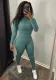 Women'S Two-Piece Set Autumn Winter Solid Color Ribbed Slim Long Sleeve Two Piece Trouser Set