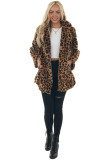 Autumn Winter Leopard Print Women'S Fashion Chic Faux Fur Loose Jacket With Pockets