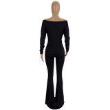 Women'S Clothing Sexy Slim Off-Shoulder Solid Color Jumpsuit With Belt