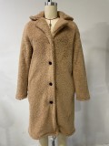 Autumn And Winter Women'S Fleece Long-Sleeved Turndown Collar Women'S Long Coat