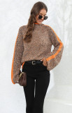 Suéter de invierno para mujer Patchwork Jersey de punto de color mezclado Suéter de cuello alto