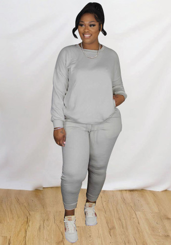 Women'S Casual Solid Long Sleeve Tracksuit Two-Piece Set