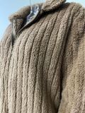 Women'S Fall Winter Ribbed Fleece Cardigan Turndown Collar Jacket