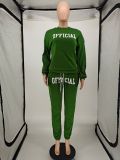 Women'S Printed Casual Loose Fit Fall Winter Tracksuit Two Piece Pants Set