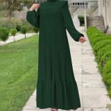 Autumn and winter women's high collar pullover fashion loose muslim dress