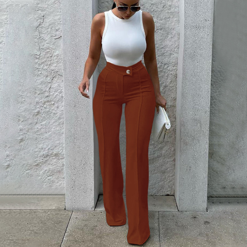 Casual pants autumn Chic Career slightly flared trousers fashion wide-leg pants  women - The Little Connection