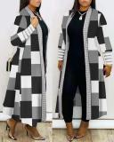 Women's Fashion Print Long Sleeve Patchwork Jacket