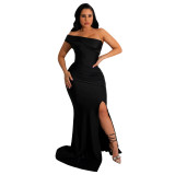 Women's Dress Evening Gown Off Shoulder Slit Sexy Maxi Dress