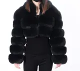 Cropped Coat Fashionable Faux Fur Coat Women Stand Collar Long Sleeves