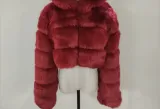 Cropped Coat Fashionable Faux Fur Coat Women Stand Collar Long Sleeves