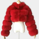 Cropped Coat Fashionable Faux Fur Coat Women Stand Collar Long Sleeves