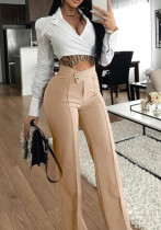 Casual pants autumn Chic Career slightly flared trousers fashion wide-leg pants women