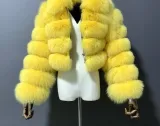 Cropped Coat Fashionable Faux Fur Coat Women Stand Collar Long Sleeves