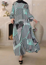Muslimische Damen, abstrakte, gewickelte Ärmel, modisches, lockeres, langärmliges Kleid