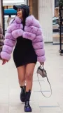 Cropped Coat Fashionable Faux Fur Coat Women Stand Collar Long Sleeves