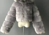 Cropped Coat Fashionable Faux Fur Coat Women Stand Collar Long Sleeves