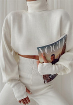 Pull à col roulé en tricot de couleur unie à la mode pour femmes