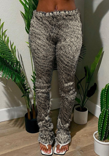 Pantalones con estampado de cebra Tendencia de la calle de invierno Pantalones casuales de moda