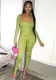 Women'S Autumn And Winter Fashion U-Neck Solid Color Slim-Fit Long-Sleeved Jumpsuit One-Piece Pants