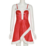Women'S Fall Winter Women'S Christmas Strap Low Back Slim Slit Dress