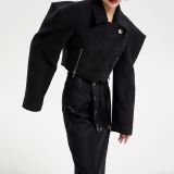 Konturierte breite Schulter Kurzmantel Damen Winter schicke trendige Jacke