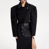 Konturierte breite Schulter Kurzmantel Damen Winter schicke trendige Jacke