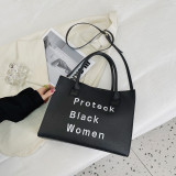 Women large-capacity simple printed pu one-shoulder messenger tote bag