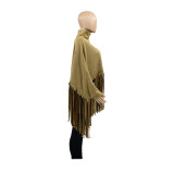 Women Autumn/Winter Premium Deerskin Fleece Fringe Shawl Cape Coat
