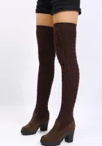 Women winter high round toe square heel martin boots